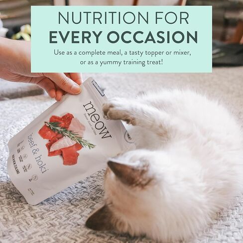 شركة New Zealand Natural Pet Food Co. Meow Duck تجميد طعام القطط الخام المجفف، أو الخلاط، أو الطبقة العلوية، أو العلاج - نسبة عالية من البروتين، طبيعي، وصفة ذات مكونات محدودة 1.76 أونصة in Kuwait
