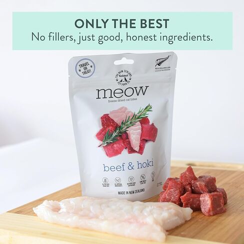 شركة New Zealand Natural Pet Food Co. Meow Duck تجميد طعام القطط الخام المجفف، أو الخلاط، أو الطبقة العلوية، أو العلاج - نسبة عالية من البروتين، طبيعي، وصفة ذات مكونات محدودة 1.76 أونصة in Kuwait