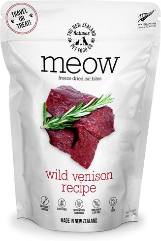 شركة New Zealand Natural Pet Food Co. Meow Duck تجميد طعام القطط الخام المجفف، أو الخلاط، أو الطبقة العلوية، أو العلاج - نسبة عالية من البروتين، طبيعي، وصفة ذات مكونات محدودة 1.76 أونصة in Kuwait