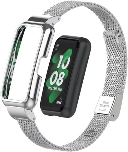 متوافق مع Huawei Band 8 Band، ملحقات سوار معصم بديل من الفولاذ المقاوم للصدأ مع إطار معدني لهاتف Huawei Band 7/8/9 in Saudi Arabia