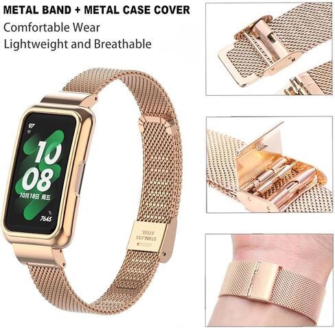 متوافق مع Huawei Band 8 Band، ملحقات سوار معصم بديل من الفولاذ المقاوم للصدأ مع إطار معدني لهاتف Huawei Band 7/8/9 in Saudi Arabia