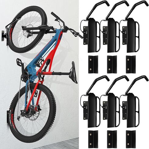 4 Pcs Swivel Bike Racks Wall Mount 180 Degrees Swivel Bike Hanger Hooks for Garage Space Saving Sturdy Vertical Bike Hanger Hold up to 50 Lbs Multi Angle Bicycle Storage Rack, Black in Saudi Arabia