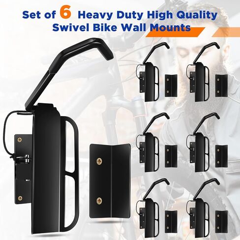 4 Pcs Swivel Bike Racks Wall Mount 180 Degrees Swivel Bike Hanger Hooks for Garage Space Saving Sturdy Vertical Bike Hanger Hold up to 50 Lbs Multi Angle Bicycle Storage Rack, Black in Saudi Arabia