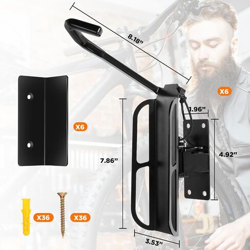 4 Pcs Swivel Bike Racks Wall Mount 180 Degrees Swivel Bike Hanger Hooks for Garage Space Saving Sturdy Vertical Bike Hanger Hold up to 50 Lbs Multi Angle Bicycle Storage Rack, Black in Saudi Arabia
