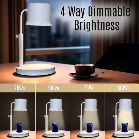 Candle Warmer Lamp - Adjustable with Timer, Dimmer & Remote Control- Compatible with Scented Yankee Jar Candles, Electric Wax melt, 2 Bulbs, Great Gift for Women, Mother's Day-White in Saudi Arabia