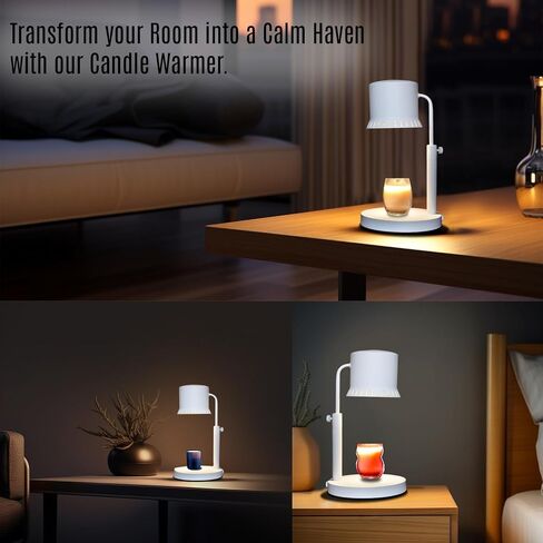 Candle Warmer Lamp - Adjustable with Timer, Dimmer & Remote Control- Compatible with Scented Yankee Jar Candles, Electric Wax melt, 2 Bulbs, Great Gift for Women, Mother's Day-White in Saudi Arabia