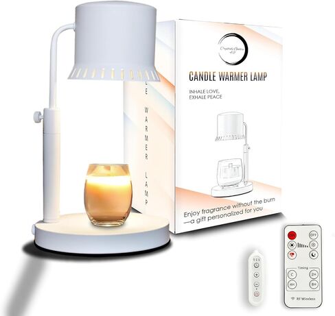 Candle Warmer Lamp - Adjustable with Timer, Dimmer & Remote Control- Compatible with Scented Yankee Jar Candles, Electric Wax melt, 2 Bulbs, Great Gift for Women, Mother's Day-White in Saudi Arabia