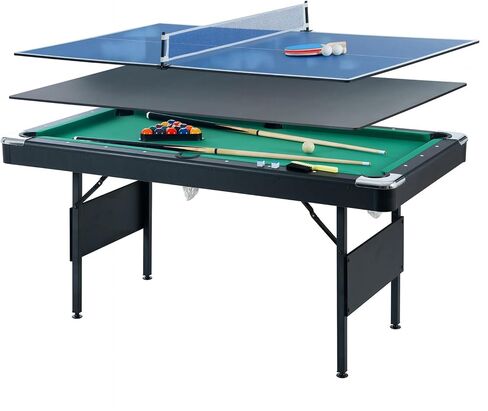 5.5 FT 3-in-1 Portable Pool Table,Stable Pool Table,Mini Billiard Table,Billiard Table,Table Tennis,Dining Table,with Safety Anti Collapse Locks Legs,for Adult/Teenagers/Kids/Fami in Saudi Arabia