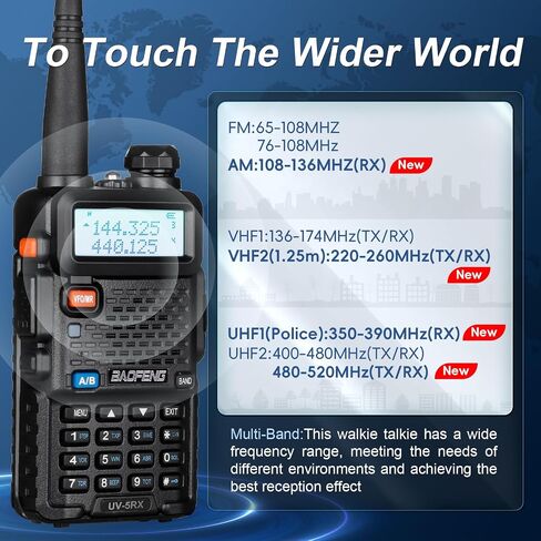 BAOFENG 5RX Ham Radio Handheld, Multi-Band Receiving Two-Way Radio, AirBand Long Range Walkie Talkies with Rechargeable 3800mAh Battery, One Key Frequency Match, Airband, SCAN, VOX, 2 Packs (Black) in Saudi Arabia