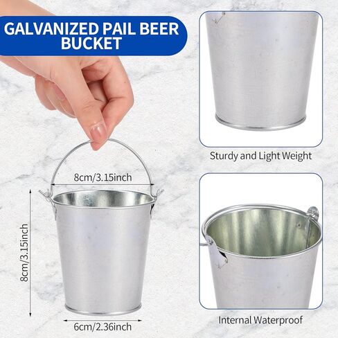 Mini Metal Buckets with Handles Galvanized Buckets 3.15 Inch Mini Container Buckets for Metal Tin Plant Holder Bucket Pail for Wedding Decoration Party Favor(White,28 Pcs) in Kuwait
