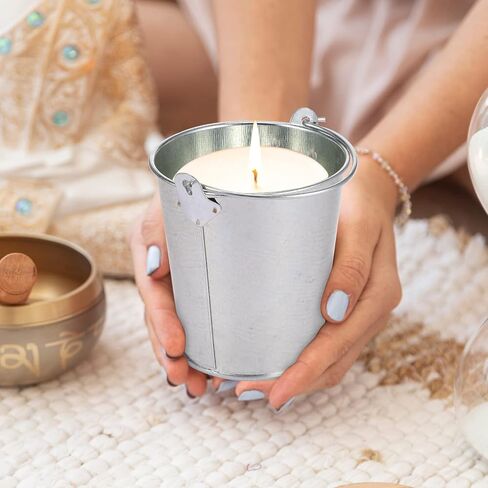 Mini Metal Buckets with Handles Galvanized Buckets 3.15 Inch Mini Container Buckets for Metal Tin Plant Holder Bucket Pail for Wedding Decoration Party Favor(White,28 Pcs) in Kuwait