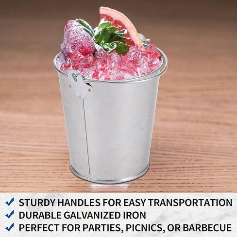 Mini Metal Buckets with Handles Galvanized Buckets 3.15 Inch Mini Container Buckets for Metal Tin Plant Holder Bucket Pail for Wedding Decoration Party Favor(White,28 Pcs) in Kuwait