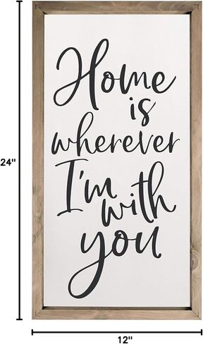 لافتة حائط خشبية مؤطرة لبيت المزرعة Home Is Wherever I'm With You (9x18) in Saudi Arabia