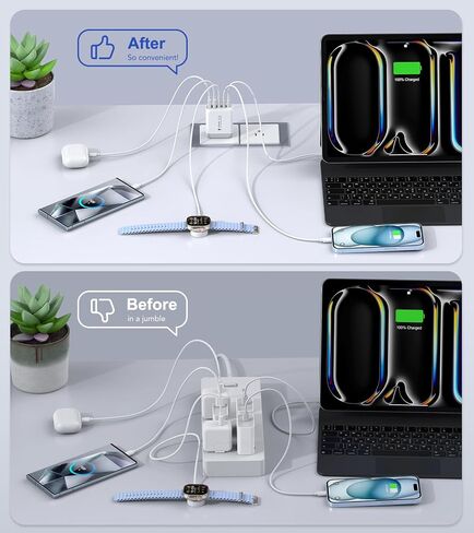 كتلة شاحن حائط USB C، 2 حزمة 50 وات 5 منافذ C شاحن سريع كتلة شحن PD محول طاقة + QC 3.0 متعدد المنافذ من النوع C صندوق مكعبات USB A قابس حائط لهاتف iPhone 15/14/13/12/11 Pro Max، iPad، Samsung Galaxy in Saudi Arabia