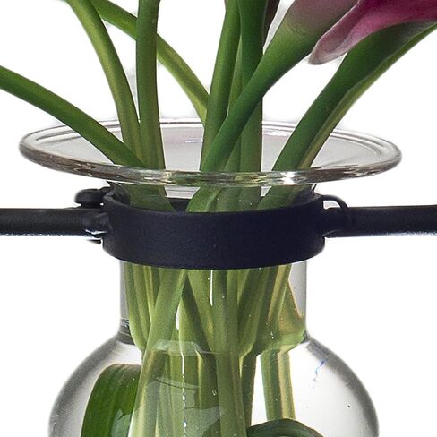 Danya B Amphora Glass Vase, Clear with Iron Stand, Rustic Decor, Recycled Material, 14x6 inches, Great Gift in Saudi Arabia