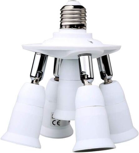 8T8 5 in 1 E26 Light Bulb Socket Splitter Converter Adapter 360 Degree Adjustable I Stardand LED Lamp Base Holder, Each Port 60 Watt, Total 300 Watt in Saudi Arabia