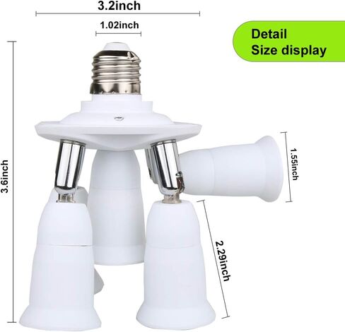 8T8 5 in 1 E26 Light Bulb Socket Splitter Converter Adapter 360 Degree Adjustable I Stardand LED Lamp Base Holder, Each Port 60 Watt, Total 300 Watt in Saudi Arabia