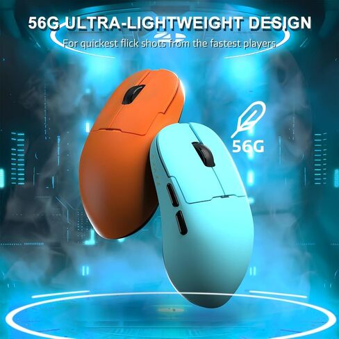 A.JAZZ AJ159APEX 8Khz Wireless Gaming Mouse Ultralight 56g with Magnetic Screen Charging Dock 42000DPI PAW3950 Sensor Tri Mode BT/2.4Ghz/Type-c Wired Programmable for Esport FPS PC Mac Gamer(Black) in Saudi Arabia
