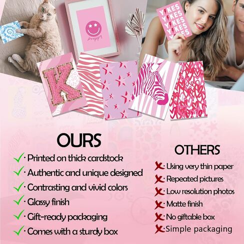 مجموعة ملصقات جدارية مكونة من 50 قطعة من Haoran، صور جمالية، ديكور غرفة لغرفة النوم الجمالية، ملصقات خضراء لطيفة عصرية بوجي بوهو للغرفة الجمالية، مجموعة صور مجمعة للجدار الجمالي، in Kuwait