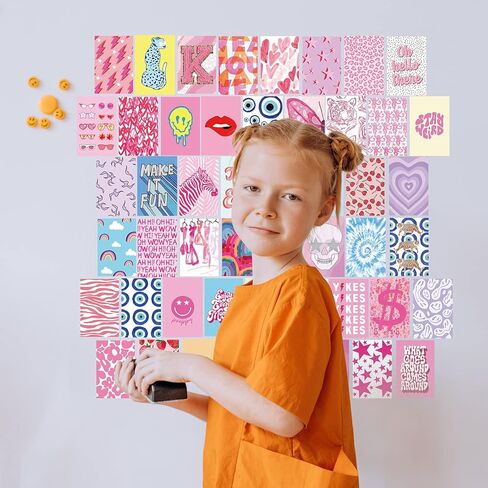 مجموعة ملصقات جدارية مكونة من 50 قطعة من Haoran، صور جمالية، ديكور غرفة لغرفة النوم الجمالية، ملصقات خضراء لطيفة عصرية بوجي بوهو للغرفة الجمالية، مجموعة صور مجمعة للجدار الجمالي، in Kuwait