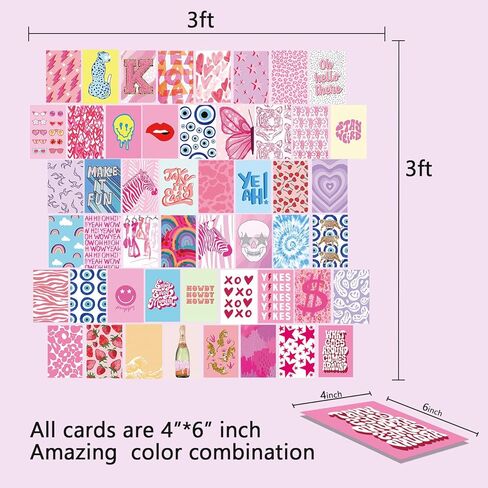 مجموعة ملصقات جدارية مكونة من 50 قطعة من Haoran، صور جمالية، ديكور غرفة لغرفة النوم الجمالية، ملصقات خضراء لطيفة عصرية بوجي بوهو للغرفة الجمالية، مجموعة صور مجمعة للجدار الجمالي، in Kuwait