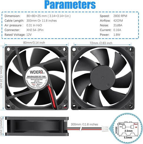 Small 4010 High Speed DC 12V Brushless 40mm x 10mm Dual Ball Bearing Mini 6500RPM Cooling Fan for Electronic Products 3D Printer Cooler 2-Pack in Saudi Arabia