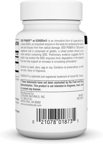 Source Naturals SOD Power As Glisodin Superoxide Dismutase Nutricosmetic Supplement 250mg - 60 Tablets in Saudi Arabia