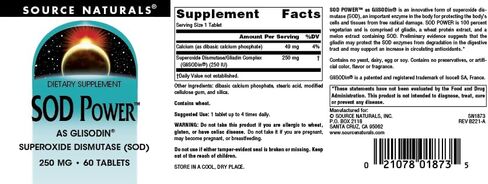 Source Naturals SOD Power As Glisodin Superoxide Dismutase Nutricosmetic Supplement 250mg - 60 Tablets in Saudi Arabia