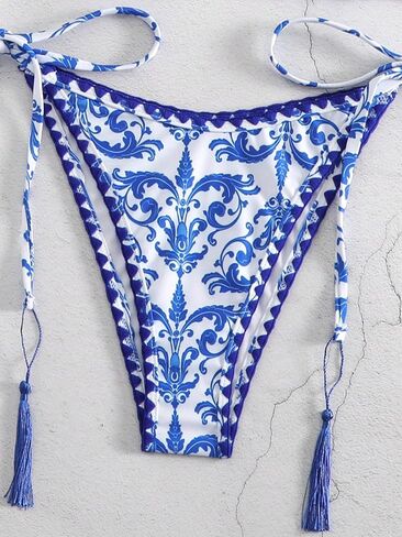 WDIRARA Women's Floral Print 2 Piece Halter Swimsuit Textured Tie Side Triangle Bikini Set Bathing Suit in Saudi Arabia