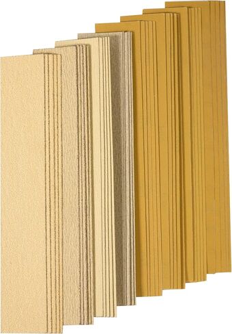 CowboyBOB 40 PCS Premium Assorted Grit Gold PSA Longboard Sandpaper Sheets 2-3/4" x 16-1/2" Self-Adhesive Stickyback Sandpaper for Automotive Woodworking Hand Sanding Block in Saudi Arabia