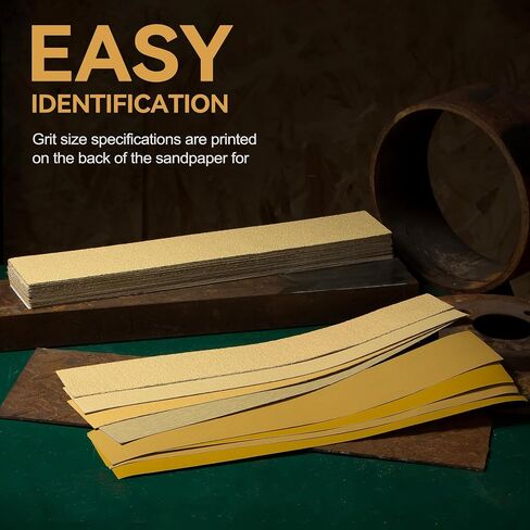 CowboyBOB 40 PCS Premium Assorted Grit Gold PSA Longboard Sandpaper Sheets 2-3/4" x 16-1/2" Self-Adhesive Stickyback Sandpaper for Automotive Woodworking Hand Sanding Block in Saudi Arabia