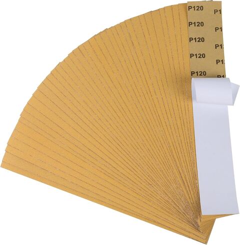 CowboyBOB 40 PCS Premium Assorted Grit Gold PSA Longboard Sandpaper Sheets 2-3/4" x 16-1/2" Self-Adhesive Stickyback Sandpaper for Automotive Woodworking Hand Sanding Block in Saudi Arabia
