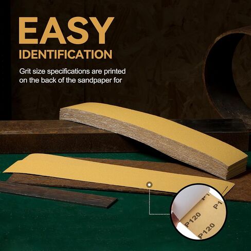 CowboyBOB 40 PCS Premium Assorted Grit Gold PSA Longboard Sandpaper Sheets 2-3/4" x 16-1/2" Self-Adhesive Stickyback Sandpaper for Automotive Woodworking Hand Sanding Block in Saudi Arabia