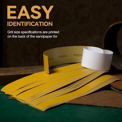 40 قطعة من ورق الصنفرة الطويل من CowboyBOB ذو الحبيبات الذهبية المتنوعة مقاس 2-3/4 بوصة × 16-1/2 بوصة ورق صنفرة ذاتي اللصق من أجل أعمال النجارة اليدوية كتلة الصنفرة اليدوية in Kuwait