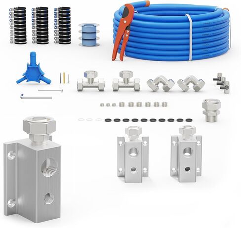 Compressed Air Piping System with 3/4 Inch ID x 200 feet HDPE Tubing & Aluminum Outlet Blocks for Garage Connect Air Compressor Line Kit Accessories for Shop | 200 PSI | 53PCS |F9120 in Saudi Arabia