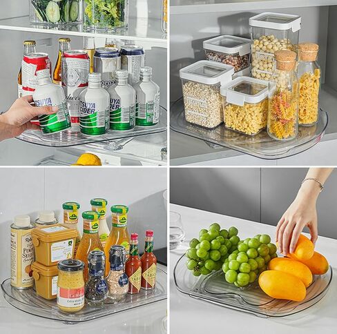 منظم القرص الدوار Square Lazy Susan للثلاجة، 15.67 بوصة شفاف، منظم ثلاجة مستطيل يدور 360 درجة وتخزينه، سوزان كسول للمطبخ، الطاولة، حجرة المؤن، الخزانة، سطح الطاولة in Saudi Arabia