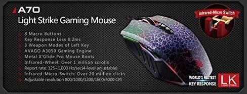 Bloody W95BR Max Extra Fire Gaming Mouse - 12,000 CPI, BC3332-A Sensor, 2000 Hz Report Rate, 4M Onboard Memory, RGB Backlit, Adjustable LOD, Precision Control, Ergonomic Design in Saudi Arabia