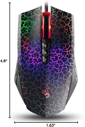 Bloody W95BR Max Extra Fire Gaming Mouse - 12,000 CPI, BC3332-A Sensor, 2000 Hz Report Rate, 4M Onboard Memory, RGB Backlit, Adjustable LOD, Precision Control, Ergonomic Design in Saudi Arabia