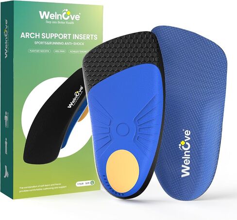 Plantar Fasciitis Inserts for Heel Pain - (FSA HSA Eligible) Welnove Arch Support Heel Cushions Insoles for Heel Spur, Achilles Tendon, Heel Cups for Most Shoes, Women's 6-9, Men's 5-8 in Saudi Arabia