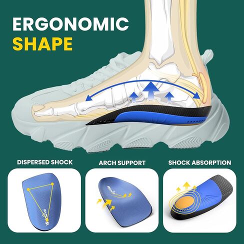 Plantar Fasciitis Inserts for Heel Pain - (FSA HSA Eligible) Welnove Arch Support Heel Cushions Insoles for Heel Spur, Achilles Tendon, Heel Cups for Most Shoes, Women's 6-9, Men's 5-8 in Saudi Arabia