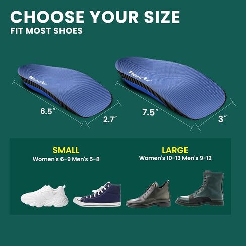 Plantar Fasciitis Inserts for Heel Pain - (FSA HSA Eligible) Welnove Arch Support Heel Cushions Insoles for Heel Spur, Achilles Tendon, Heel Cups for Most Shoes, Women's 6-9, Men's 5-8 in Saudi Arabia