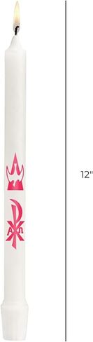 Chi Rho Baptismal Taper Candle, Sacramental for Baptism, 7/8" Dia x 12" H in Saudi Arabia