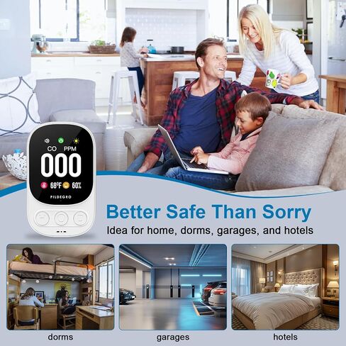 3-in-1 Carbon Monoxide Detector Plug in, Professional Plug-and-Play Portable Carbon Monoxide Detector with Temp & RH, Premium Real-Time CO Monitor Loud Alarm for Air Safety (Grey/Timeless) in Saudi Arabia