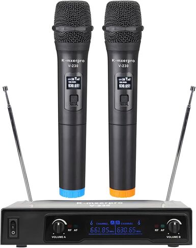 UHF Dual Channel Wireless Microphone System,Cordless Karaoke Microphones, Handheld Dynamic Mic Microfono Kit with Receiver for Karaoke Singing, Family Party,Church,230ft Range in Saudi Arabia