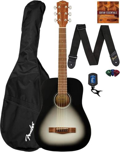Fender FA-15 3/4-Scale Kids Steel String Acoustic Guitar - Natural Bundle with Gig Bag, Tuner, Strap, Picks, Fender Play Online Lessons, and Austin Bazaar Instructional DVD in Saudi Arabia