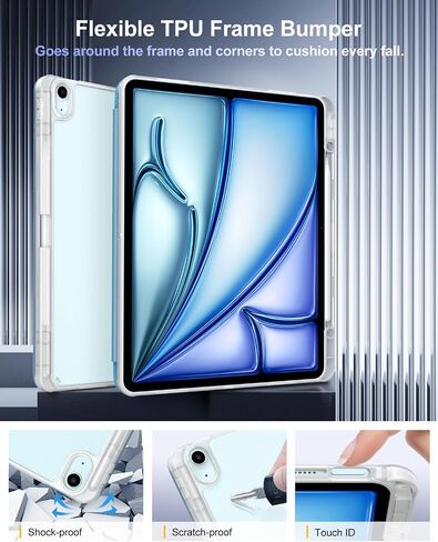 حافظة TiMOVO لجهاز iPad Air الجديد 13 بوصة (M2) 2024 مع حامل أقلام، غطاء واقٍ نحيف مع غطاء خلفي شفاف لجهاز iPad Air 13 بوصة، تنبيه/غفو تلقائي، أرجواني القلقاس in Saudi Arabia