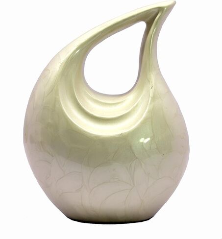 eSplanade Metal Cremation Urn Memorial Jar Pot Container | Full Size Carved Urn for Ashes Funeral Burial | Teardrop Urns | White - 10" Inches (White) in Saudi Arabia