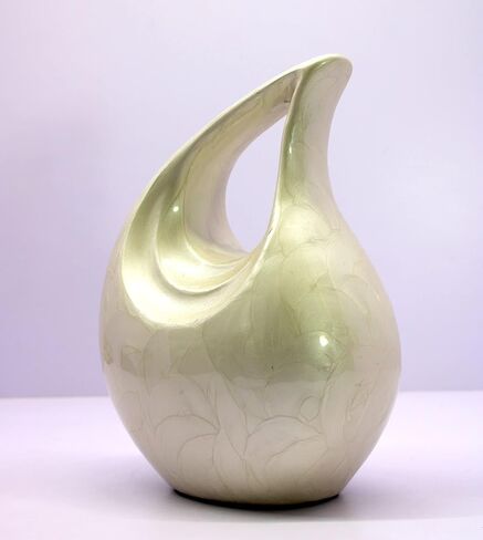eSplanade Metal Cremation Urn Memorial Jar Pot Container | Full Size Carved Urn for Ashes Funeral Burial | Teardrop Urns | White - 10" Inches (White) in Saudi Arabia