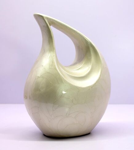 eSplanade Metal Cremation Urn Memorial Jar Pot Container | Full Size Carved Urn for Ashes Funeral Burial | Teardrop Urns | White - 10" Inches (White) in Saudi Arabia