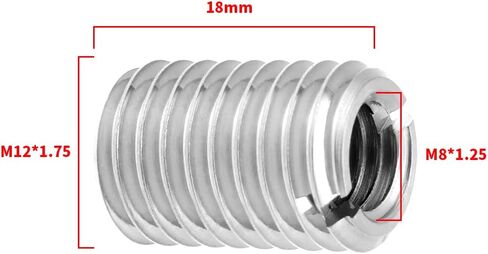 20Pcs M12 to M8 Threaded Repair Insert Nut, Male Thread M12x1.75 and Female Thread M8 x 1.25 Length 18MM Conversion Reducer Nut Stainless Steel Slotting Thread Adapter in Saudi Arabia